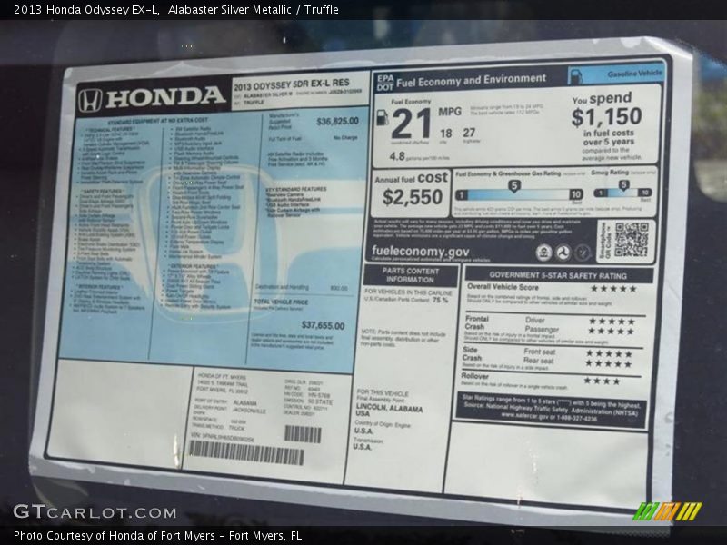 Alabaster Silver Metallic / Truffle 2013 Honda Odyssey EX-L