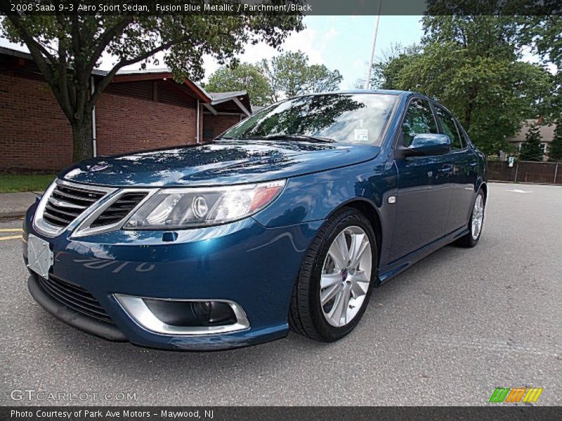 Fusion Blue Metallic / Parchment/Black 2008 Saab 9-3 Aero Sport Sedan