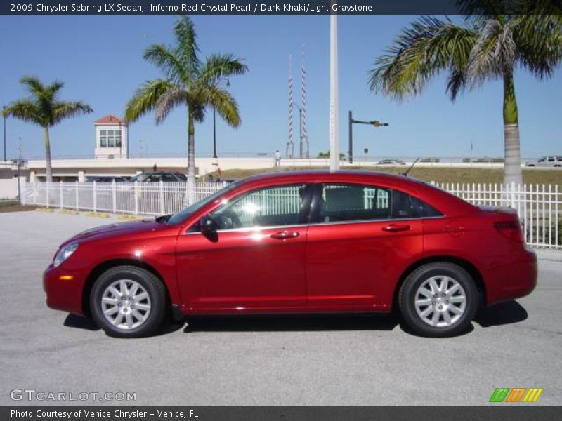 Inferno Red Crystal Pearl / Dark Khaki/Light Graystone 2009 Chrysler Sebring LX Sedan