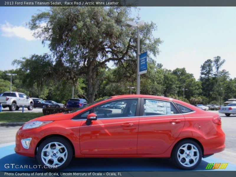 Race Red / Arctic White Leather 2013 Ford Fiesta Titanium Sedan