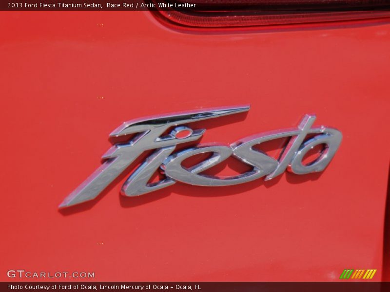 Race Red / Arctic White Leather 2013 Ford Fiesta Titanium Sedan