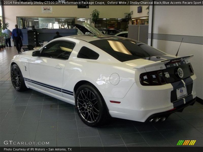 Oxford White / Shelby Charcoal Black/Blue Accents Recaro Sport Seats 2014 Ford Mustang Shelby GT500 SVT Performance Package Coupe