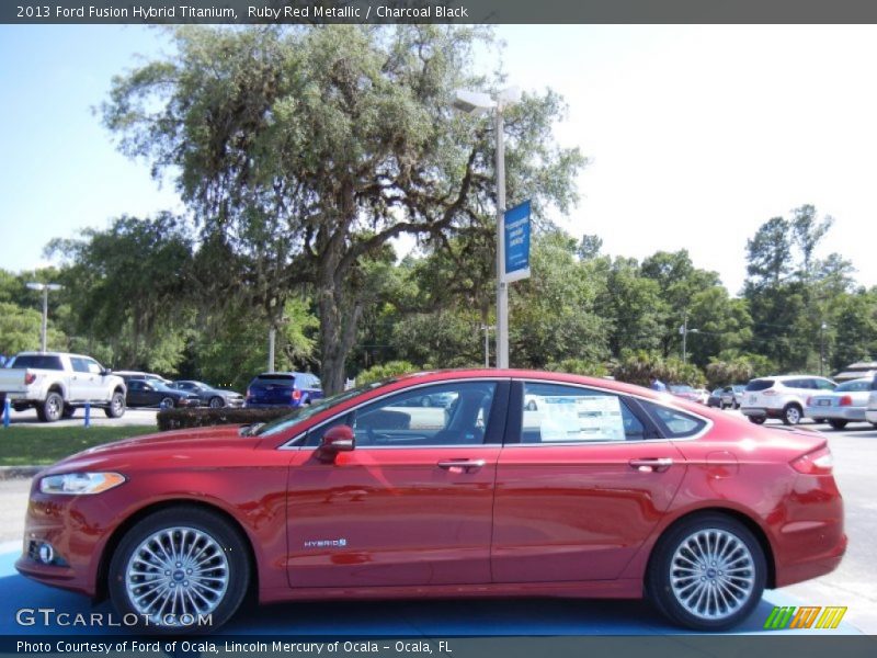 Ruby Red Metallic / Charcoal Black 2013 Ford Fusion Hybrid Titanium