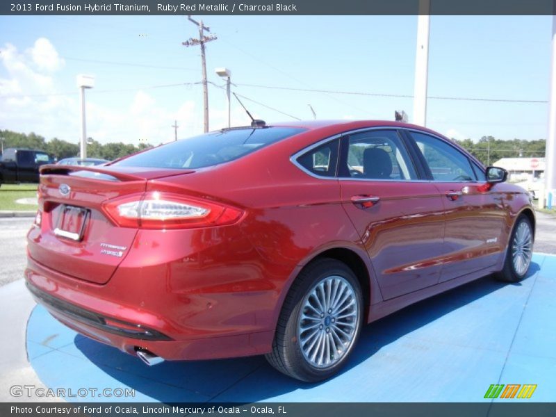 Ruby Red Metallic / Charcoal Black 2013 Ford Fusion Hybrid Titanium