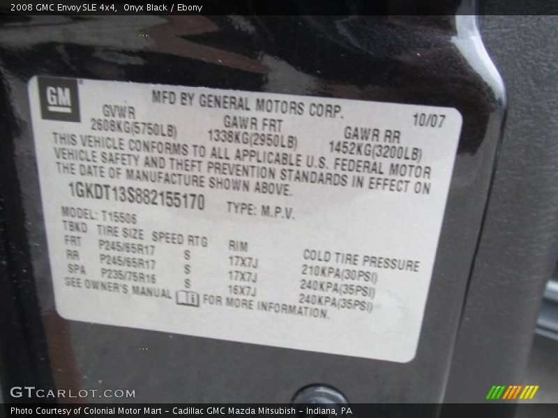 Onyx Black / Ebony 2008 GMC Envoy SLE 4x4