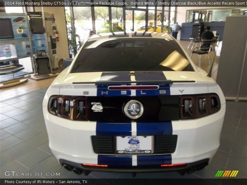 Oxford White / Shelby Charcoal Black/Blue Accents Recaro Sport Seats 2014 Ford Mustang Shelby GT500 SVT Performance Package Coupe