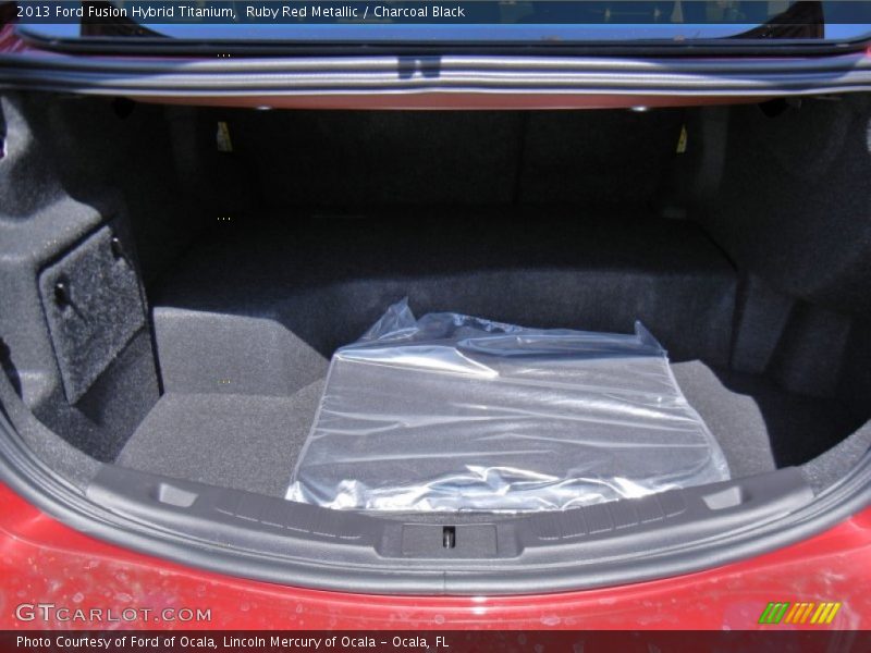 Ruby Red Metallic / Charcoal Black 2013 Ford Fusion Hybrid Titanium