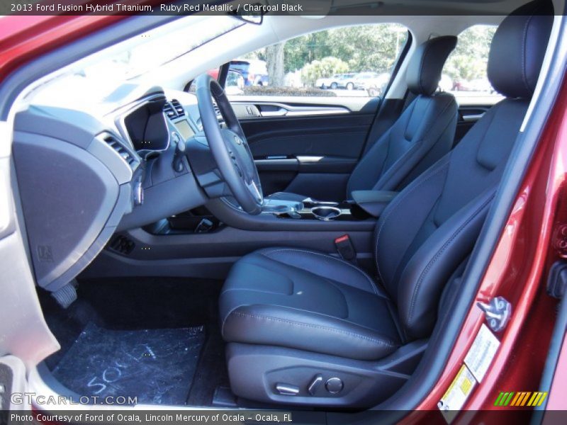 Ruby Red Metallic / Charcoal Black 2013 Ford Fusion Hybrid Titanium