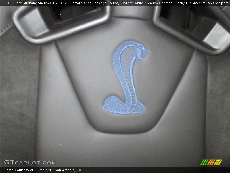 Oxford White / Shelby Charcoal Black/Blue Accents Recaro Sport Seats 2014 Ford Mustang Shelby GT500 SVT Performance Package Coupe