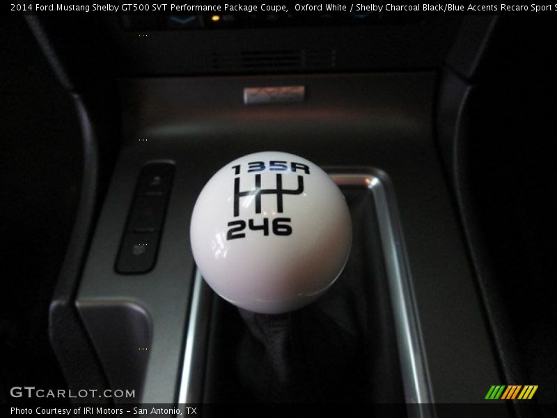 Oxford White / Shelby Charcoal Black/Blue Accents Recaro Sport Seats 2014 Ford Mustang Shelby GT500 SVT Performance Package Coupe