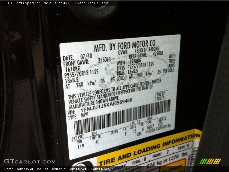 Tuxedo Black / Camel 2010 Ford Expedition Eddie Bauer 4x4