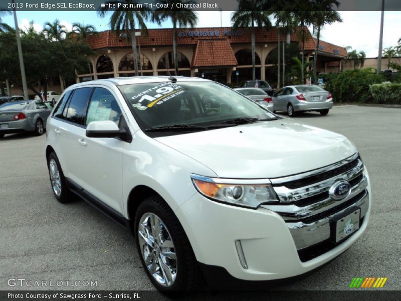 White Platinum Tri-Coat / Charcoal Black 2013 Ford Edge SEL EcoBoost