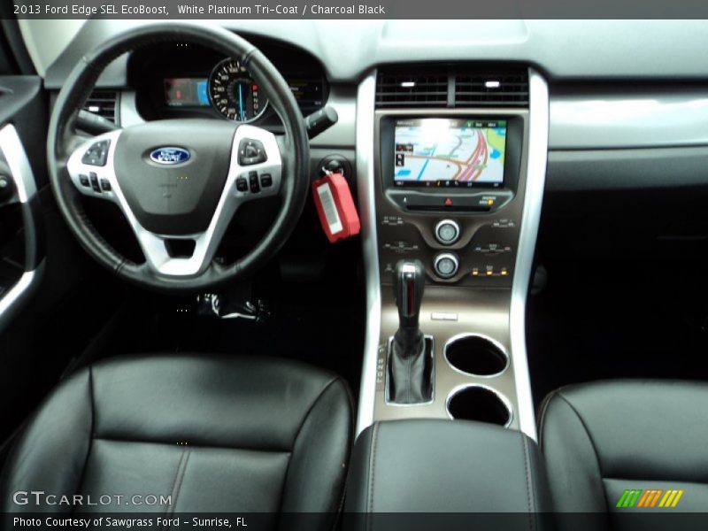 White Platinum Tri-Coat / Charcoal Black 2013 Ford Edge SEL EcoBoost