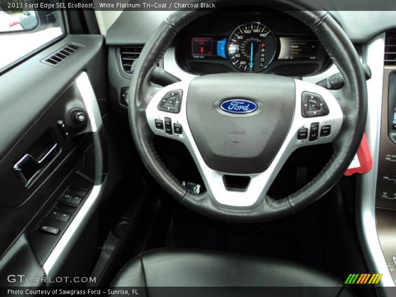 White Platinum Tri-Coat / Charcoal Black 2013 Ford Edge SEL EcoBoost