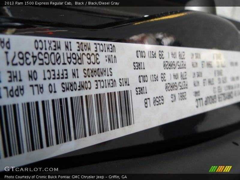 Black / Black/Diesel Gray 2013 Ram 1500 Express Regular Cab