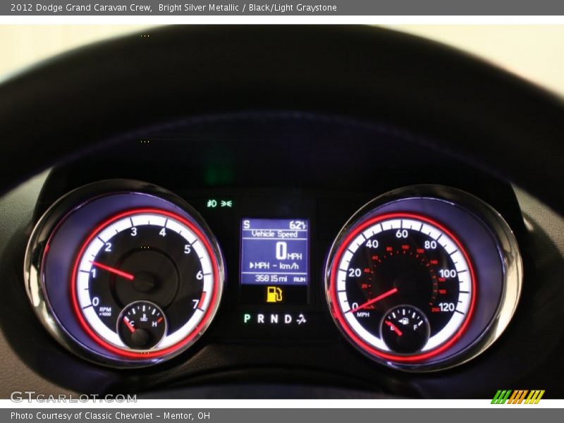 Bright Silver Metallic / Black/Light Graystone 2012 Dodge Grand Caravan Crew