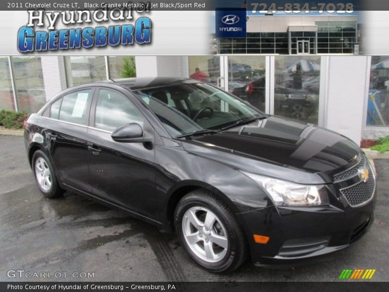 Black Granite Metallic / Jet Black/Sport Red 2011 Chevrolet Cruze LT
