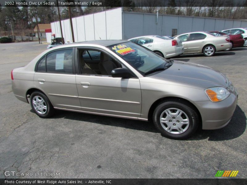 Titanium Metallic / Beige 2002 Honda Civic LX Sedan