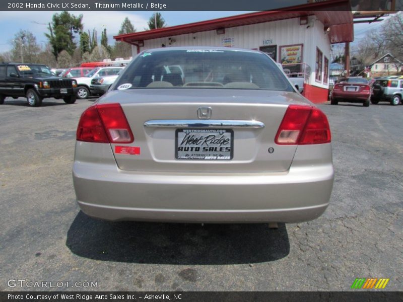 Titanium Metallic / Beige 2002 Honda Civic LX Sedan