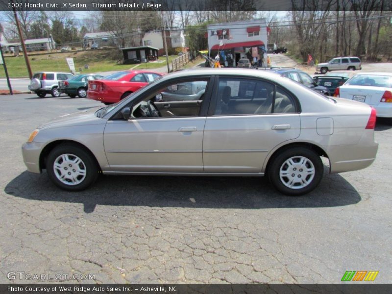 Titanium Metallic / Beige 2002 Honda Civic LX Sedan