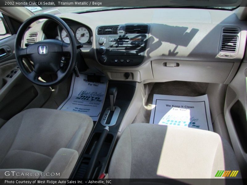 Titanium Metallic / Beige 2002 Honda Civic LX Sedan