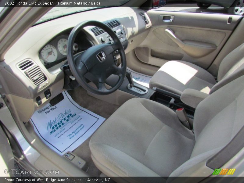 Titanium Metallic / Beige 2002 Honda Civic LX Sedan