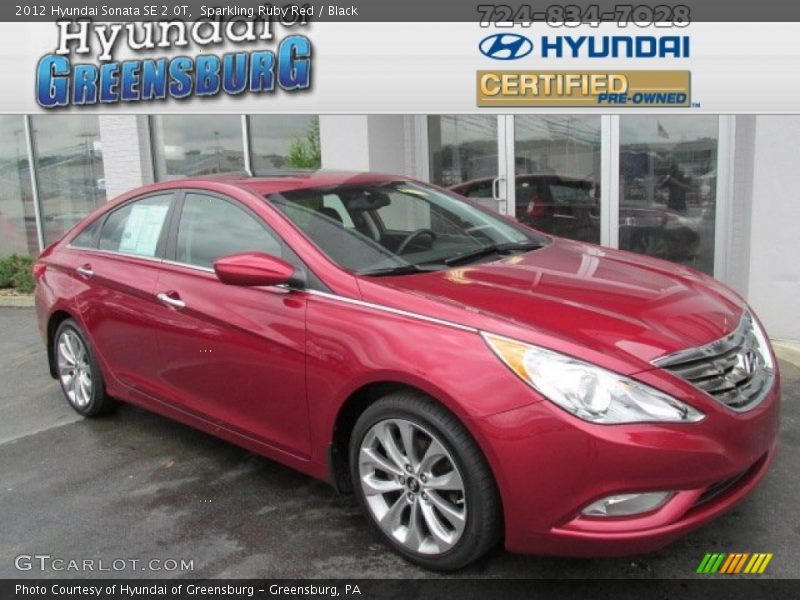 Sparkling Ruby Red / Black 2012 Hyundai Sonata SE 2.0T