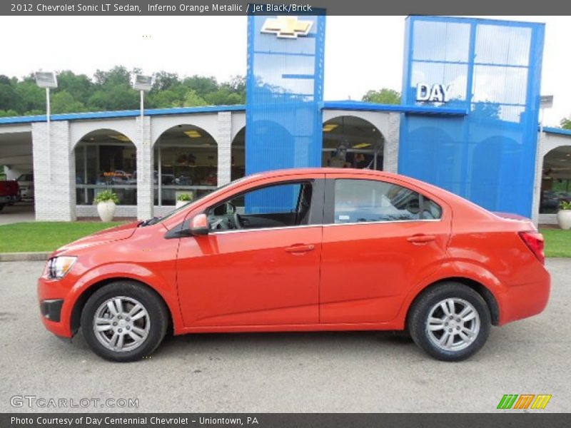 Inferno Orange Metallic / Jet Black/Brick 2012 Chevrolet Sonic LT Sedan