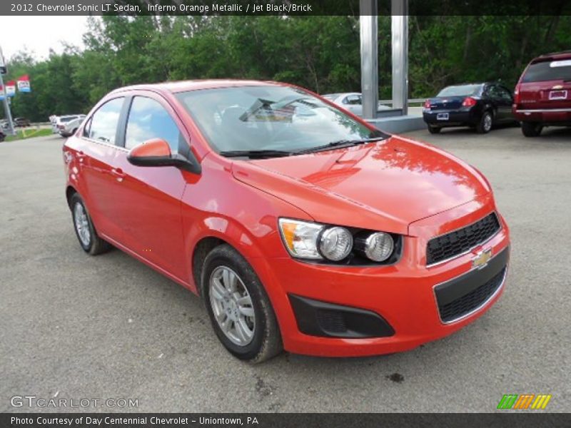 Inferno Orange Metallic / Jet Black/Brick 2012 Chevrolet Sonic LT Sedan