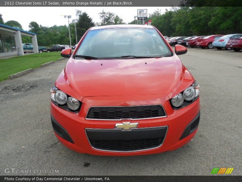 Inferno Orange Metallic / Jet Black/Brick 2012 Chevrolet Sonic LT Sedan