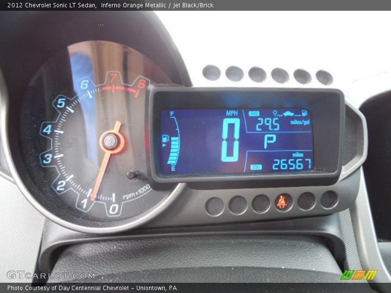 Inferno Orange Metallic / Jet Black/Brick 2012 Chevrolet Sonic LT Sedan