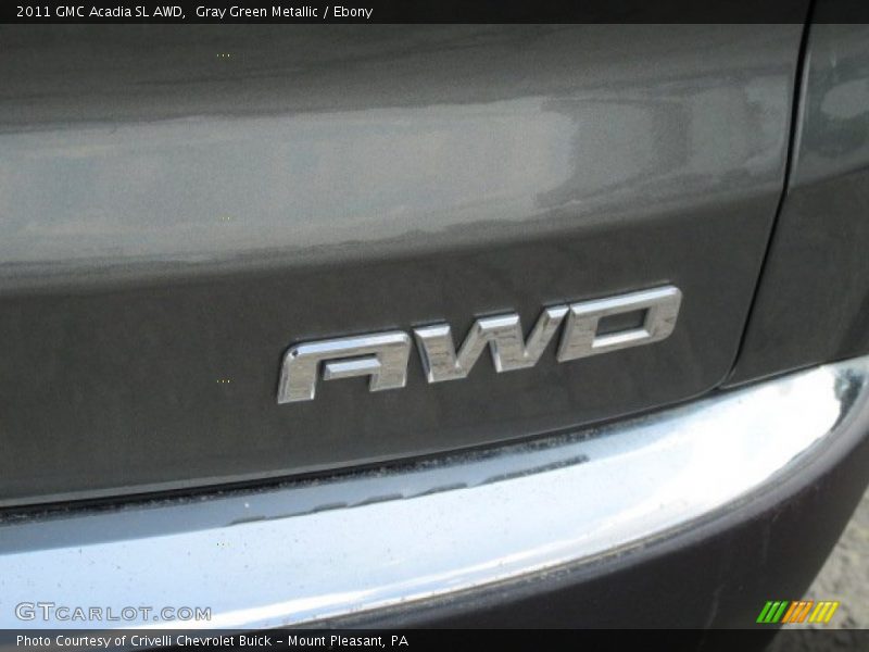 Gray Green Metallic / Ebony 2011 GMC Acadia SL AWD