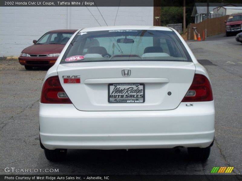 Taffeta White / Beige 2002 Honda Civic LX Coupe