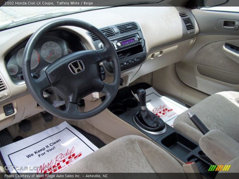 Taffeta White / Beige 2002 Honda Civic LX Coupe