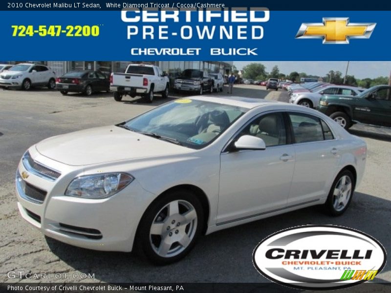 White Diamond Tricoat / Cocoa/Cashmere 2010 Chevrolet Malibu LT Sedan