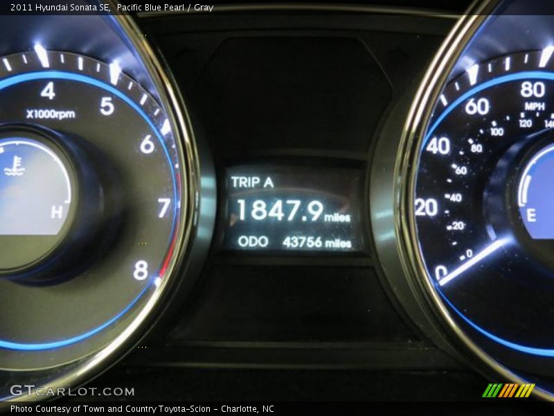 Pacific Blue Pearl / Gray 2011 Hyundai Sonata SE