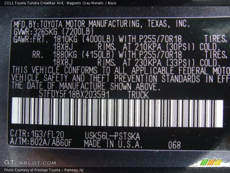 Magnetic Gray Metallic / Black 2011 Toyota Tundra CrewMax 4x4