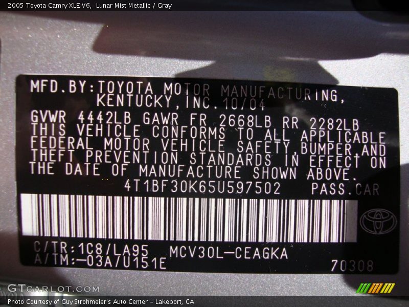 Lunar Mist Metallic / Gray 2005 Toyota Camry XLE V6