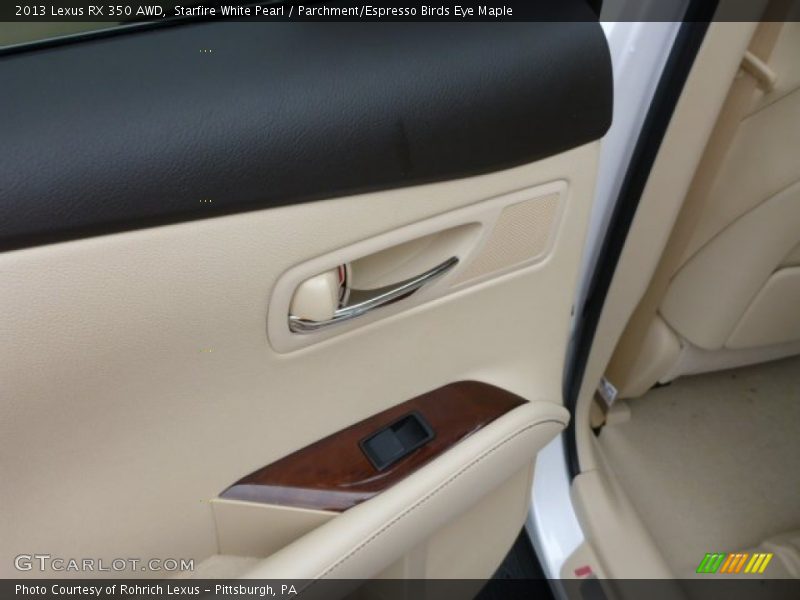 Starfire White Pearl / Parchment/Espresso Birds Eye Maple 2013 Lexus RX 350 AWD