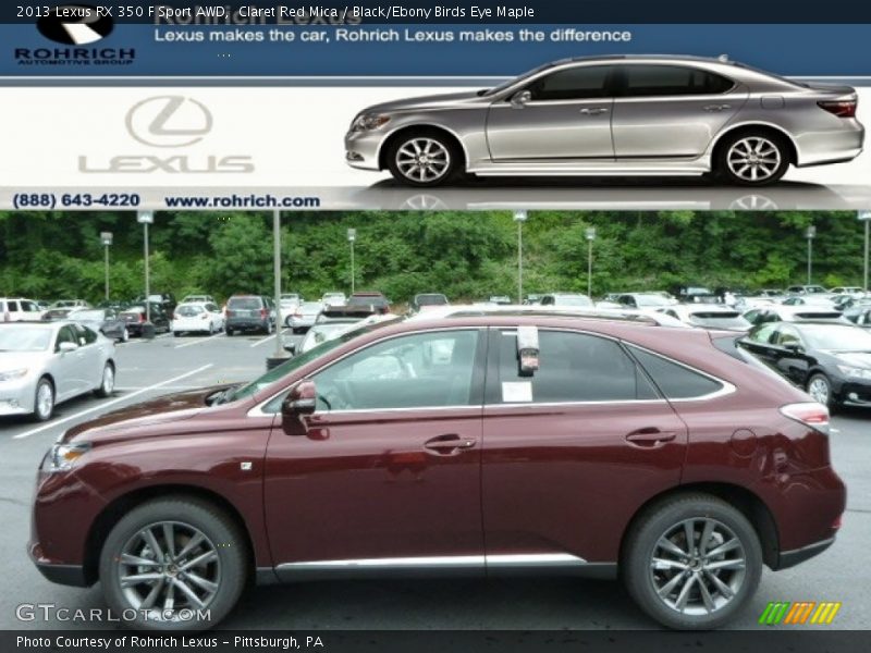 Claret Red Mica / Black/Ebony Birds Eye Maple 2013 Lexus RX 350 F Sport AWD
