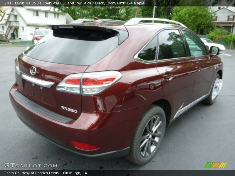 Claret Red Mica / Black/Ebony Birds Eye Maple 2013 Lexus RX 350 F Sport AWD