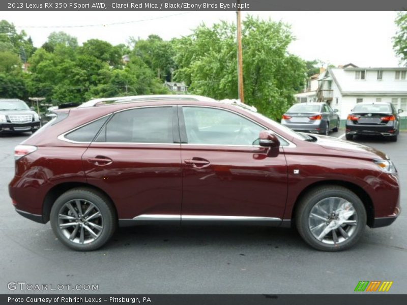 Claret Red Mica / Black/Ebony Birds Eye Maple 2013 Lexus RX 350 F Sport AWD