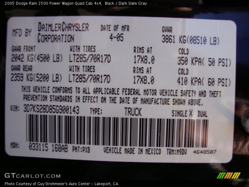 Black / Dark Slate Gray 2005 Dodge Ram 2500 Power Wagon Quad Cab 4x4