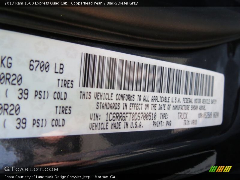 Copperhead Pearl / Black/Diesel Gray 2013 Ram 1500 Express Quad Cab