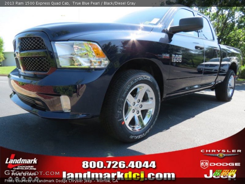 True Blue Pearl / Black/Diesel Gray 2013 Ram 1500 Express Quad Cab