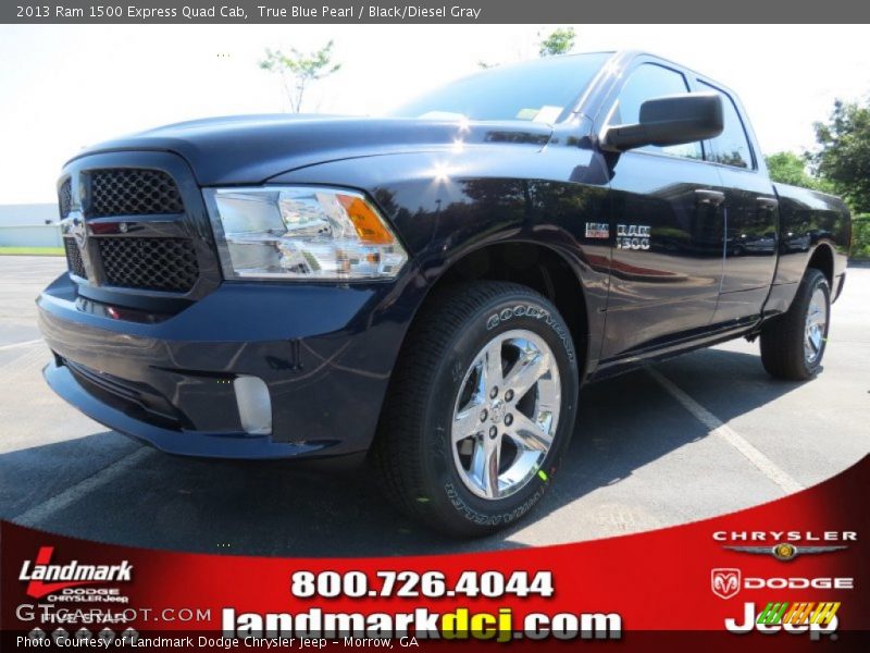 True Blue Pearl / Black/Diesel Gray 2013 Ram 1500 Express Quad Cab
