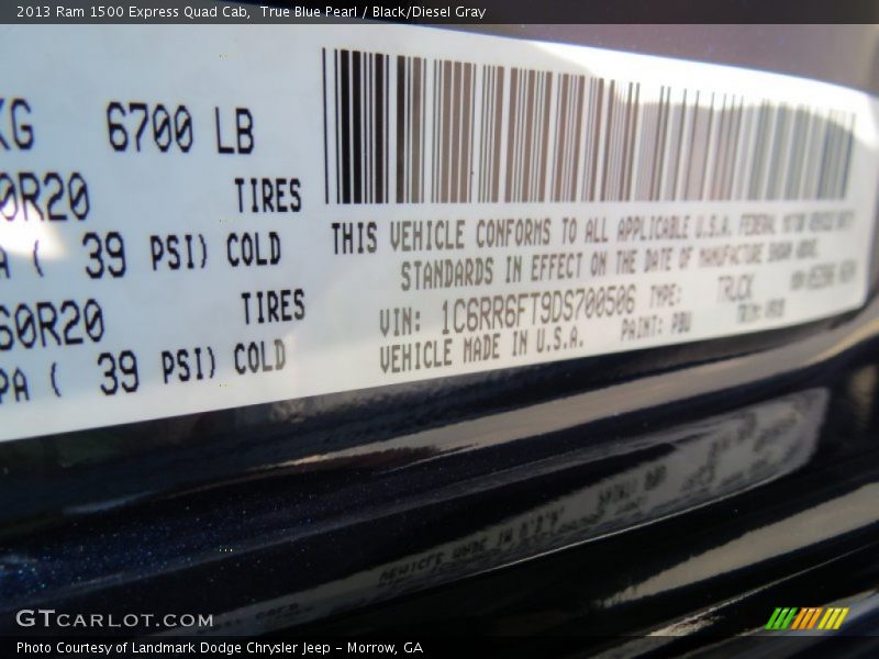 True Blue Pearl / Black/Diesel Gray 2013 Ram 1500 Express Quad Cab