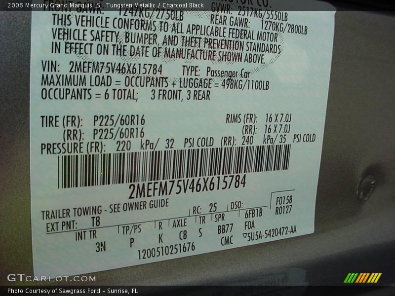 Tungsten Metallic / Charcoal Black 2006 Mercury Grand Marquis LS
