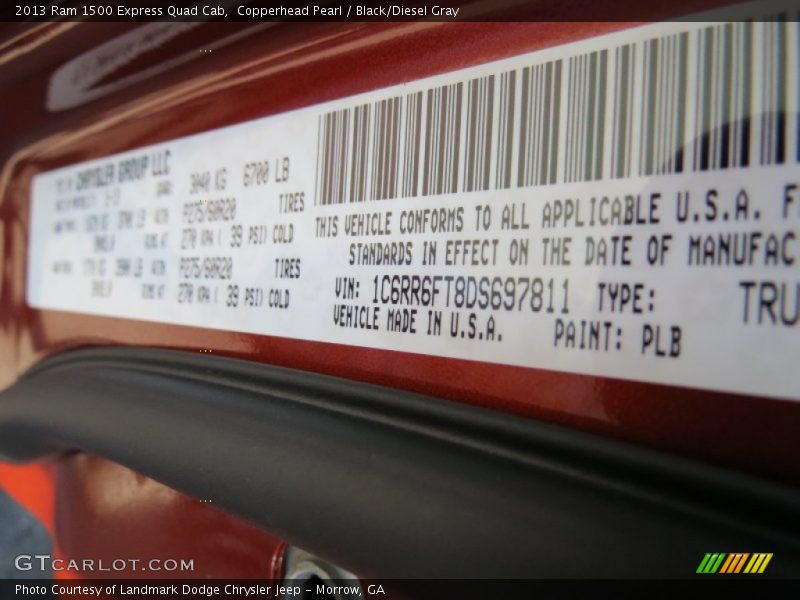 Copperhead Pearl / Black/Diesel Gray 2013 Ram 1500 Express Quad Cab