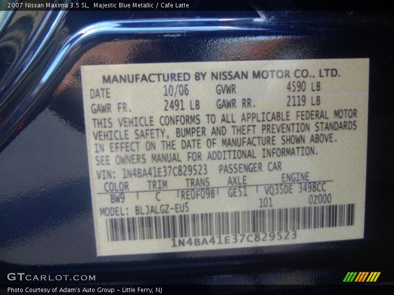 Majestic Blue Metallic / Cafe Latte 2007 Nissan Maxima 3.5 SL